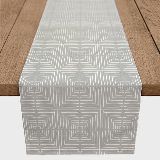 72" Gray Geometric Diamonds Cotton Twill Runner